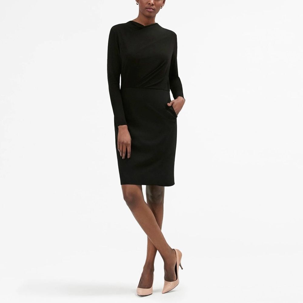 MM Lafleur Akiko Sheath Dress Women’s 4 Black‎ Long Sleeve Career